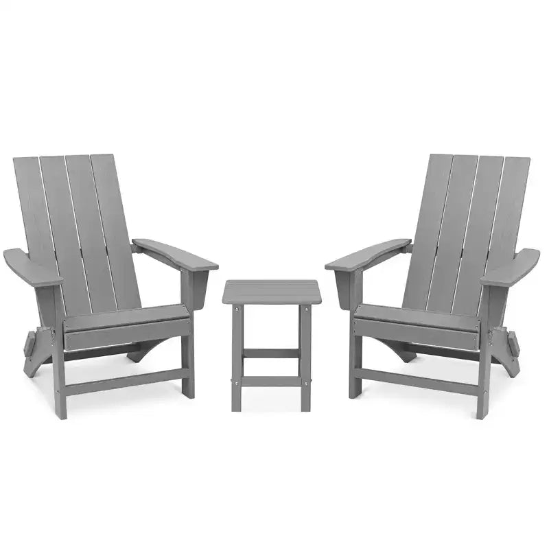 GARPROVM 2 Sedie Adirondack Pieghevoli Aggiornate in HDPE con Tavolino Laterale Resistente alle Intemperie per Esterni