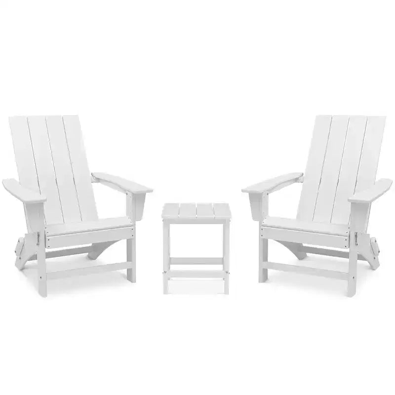 GARPROVM 2 Sedie Adirondack Pieghevoli Aggiornate in HDPE con Tavolino Laterale Resistente alle Intemperie per Esterni