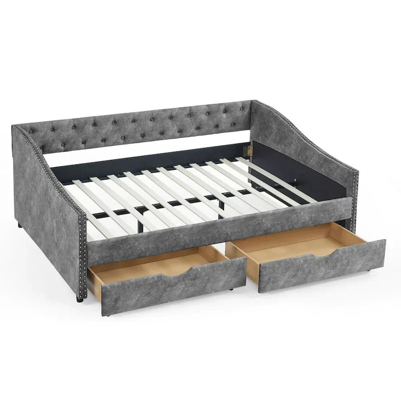 Daybed with Drawers Upholstered Tufted