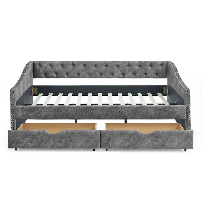 Daybed with Drawers Upholstered Tufted