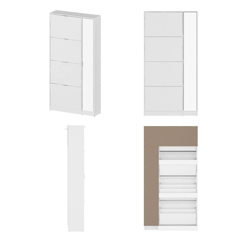 Shoe Organizer w/Mirror Elegant Space Enhancer Entryways Shoe Cabinet