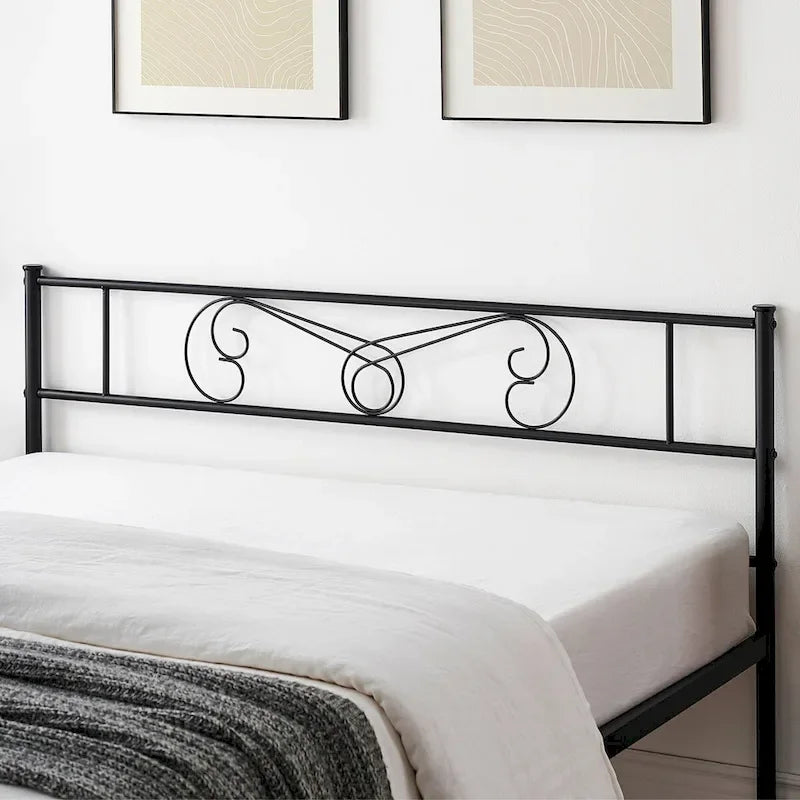 Bed Frame with Storage, with Vintage Pattern Headboard and Footboard, Load Up to 800Lbs