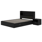 Letto a piattaforma Hunter con testiera e comodino a 1 cassetto