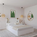 Letto a piattaforma Hunter con testiera e comodino a 1 cassetto
