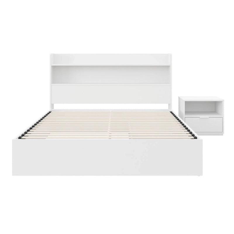 Letto a piattaforma Hunter con testiera e comodino a 1 cassetto