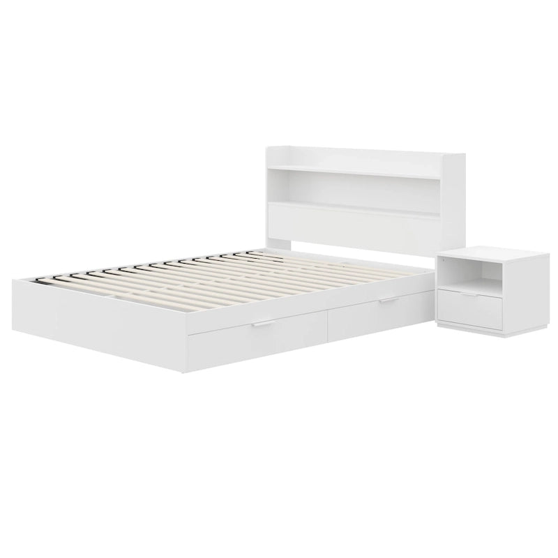 Letto a piattaforma Hunter con testiera e comodino a 1 cassetto