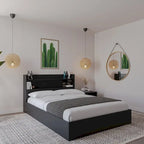 Letto a piattaforma Hunter con testiera e comodino a 1 cassetto