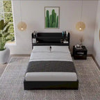 Letto a piattaforma Hunter con testiera e comodino a 1 cassetto