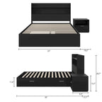 Letto a piattaforma Hunter con testiera e comodino a 1 cassetto