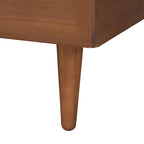 Hemera Mid-Century Modern Grey Fabric and Walnut Brown Wood Queen Size Platform Bed With Floating Side Table