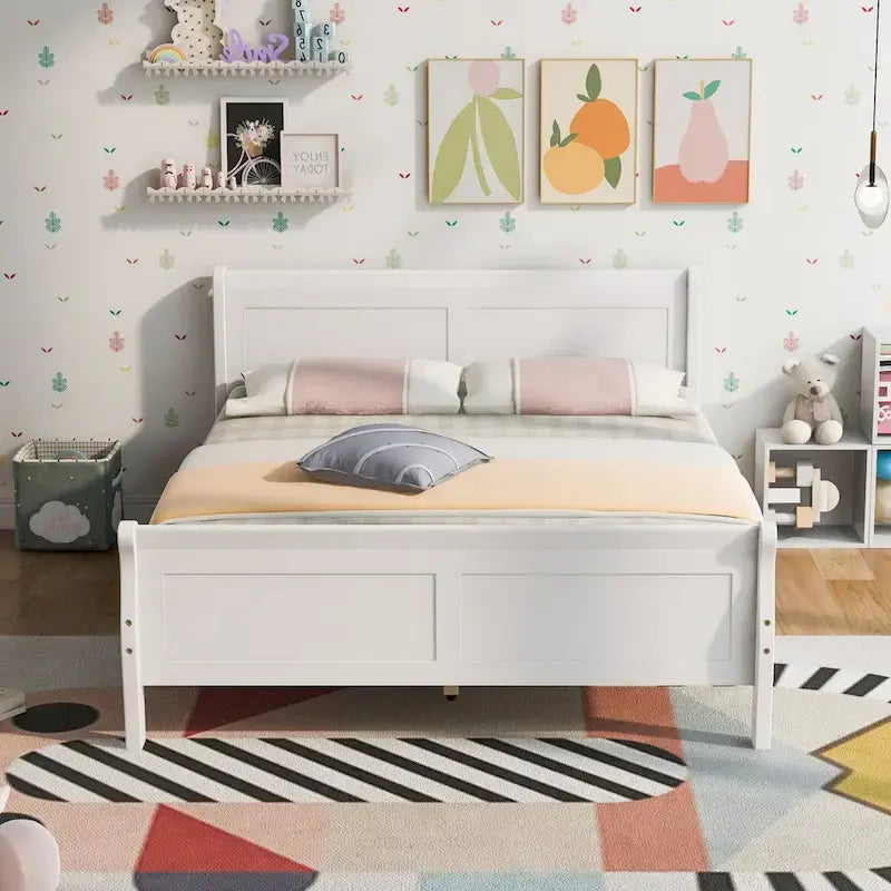 Oaks Aura Wood Platform Bed Twin Bed Frame Mattress Foundation Sleigh Bed with Headboard/Footboard/Wood Slat Support
