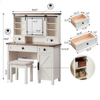 Farmhouse Makeup Vanity Desk, Vanity Table, Vanity Set, Stool Included