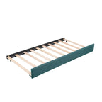 Divano letto imbottito matrimoniale singolo con letto estraibile e cassetto, verde
