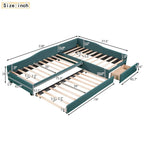 Divano letto imbottito matrimoniale singolo con letto estraibile e cassetto, verde