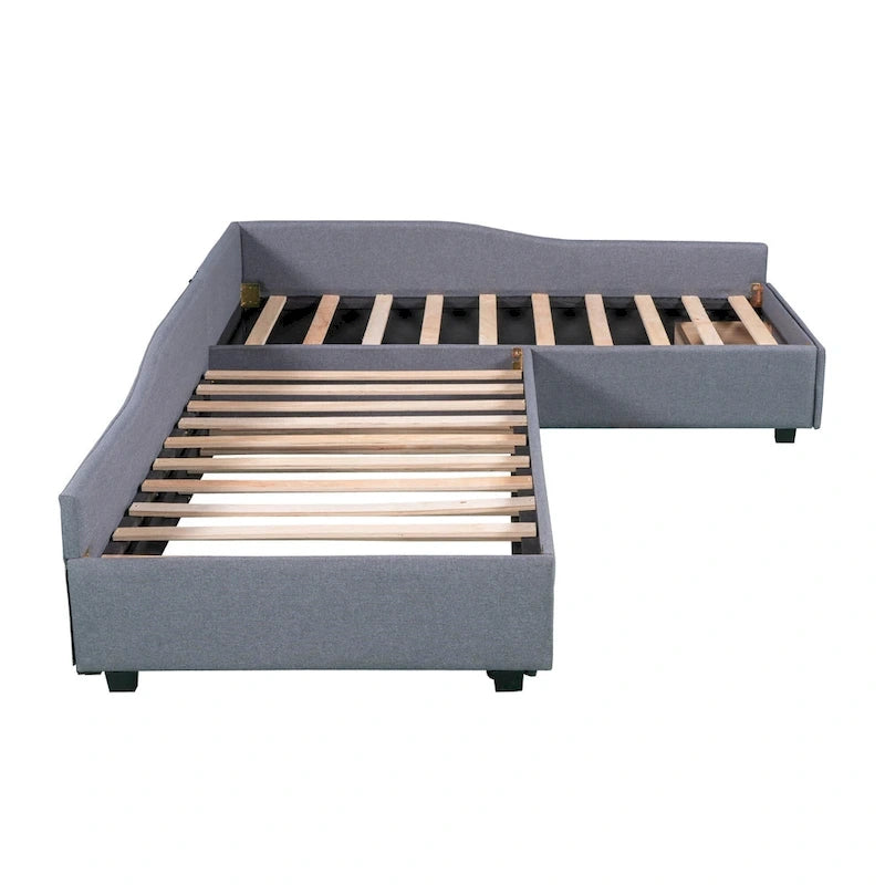 Divano letto imbottito matrimoniale singolo con letto estraibile e cassetto, verde