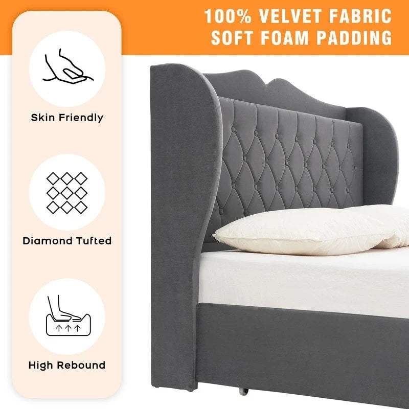 Queen Bed Frame with 4 Drawer