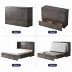 Mixoy Modern Murphy Bed Chest with Mattress,Storage Drawer,Charging Station