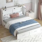 Mixoy Modern Murphy Bed Chest with Mattress,Storage Drawer,Charging Station