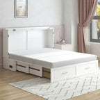 Mixoy Modern Murphy Bed Chest with Mattress,Storage Drawer,Charging Station
