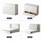 Mixoy Modern Murphy Bed Chest with Mattress,Storage Drawer,Charging Station