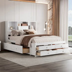 Letto a piattaforma Queen Size con testiera contenitore