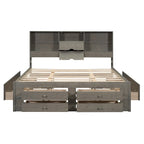 Letto a piattaforma Queen Size con testiera contenitore