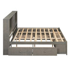 Letto a piattaforma Queen Size con testiera contenitore