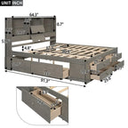 Letto a piattaforma Queen Size con testiera contenitore
