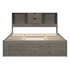 Letto a piattaforma Queen Size con testiera contenitore