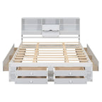 Letto a piattaforma Queen Size con testiera contenitore