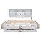 Letto a piattaforma Queen Size con testiera contenitore