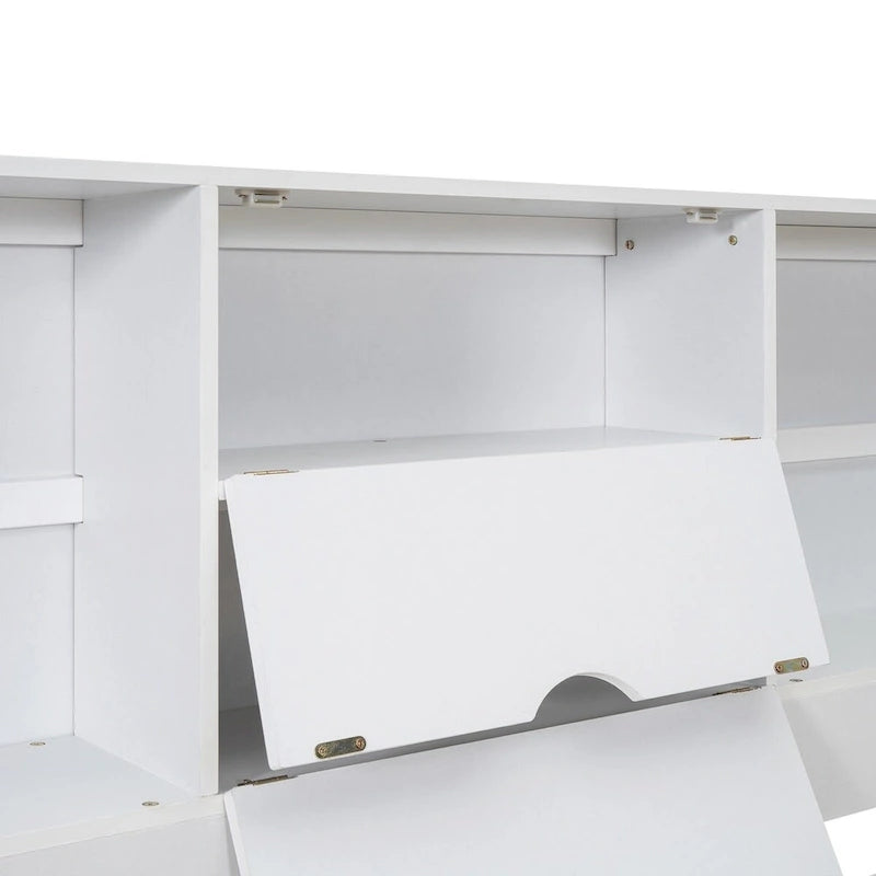 Letto a piattaforma Queen Size con testiera contenitore