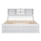 Letto a piattaforma Queen Size con testiera contenitore
