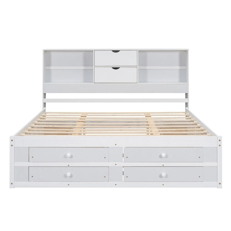 Letto a piattaforma Queen Size con testiera contenitore