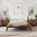 Furniture of America Beau Midcentury 3-Piece Boucle Wingback Low Profile Bedroom Set