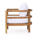 Christopher Knight Home Ellendale Outdoor Acacia Wood Club Chair with Cushions,Teak and White