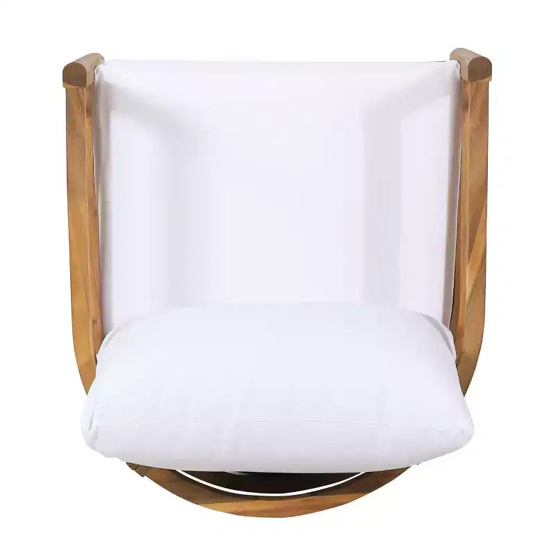 Christopher Knight Home Ellendale Outdoor Acacia Wood Club Chair with Cushions,Teak and White