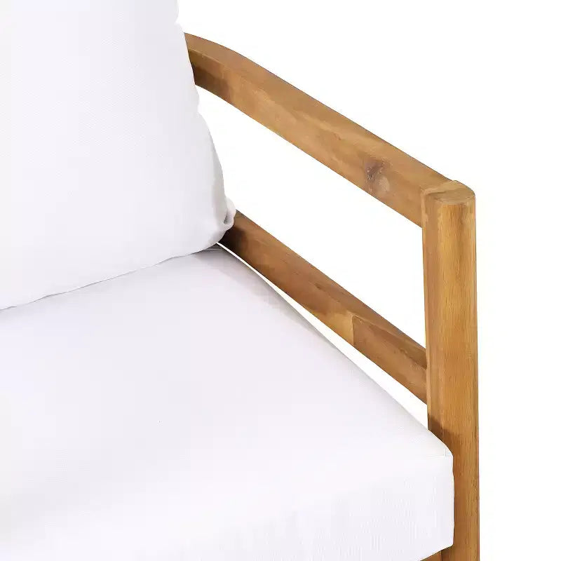 Christopher Knight Home Ellendale Outdoor Acacia Wood Club Chair with Cushions,Teak and White