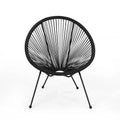 GDFStudio Anson Outdoor Woven Rattan Accent Chair with Steel Frame
