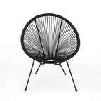 GDFStudio Anson Outdoor Woven Rattan Accent Chair with Steel Frame