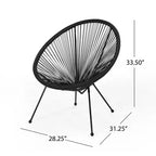GDFStudio Anson Outdoor Woven Rattan Accent Chair with Steel Frame