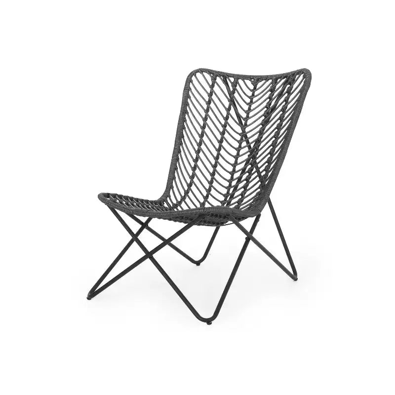 Christopher Knight Home Galtin Sedie da esterno in vimini (set da 2), grigio/nero