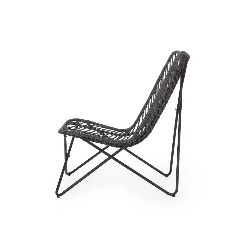 Christopher Knight Home Galtin Sedie da esterno in vimini (set da 2), grigio/nero