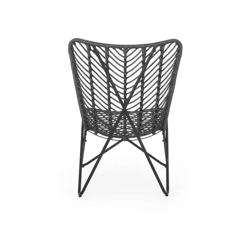 Christopher Knight Home Galtin Sedie da esterno in vimini (set da 2), grigio/nero
