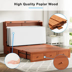 Mixoy Murphy Bed with Foldable Mattress,Modern Cube Cabinet Bed with Storage Drawer & USB Charging Station