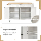 Kitchen Island Cart With Solid Wood Top and Locking Wheels