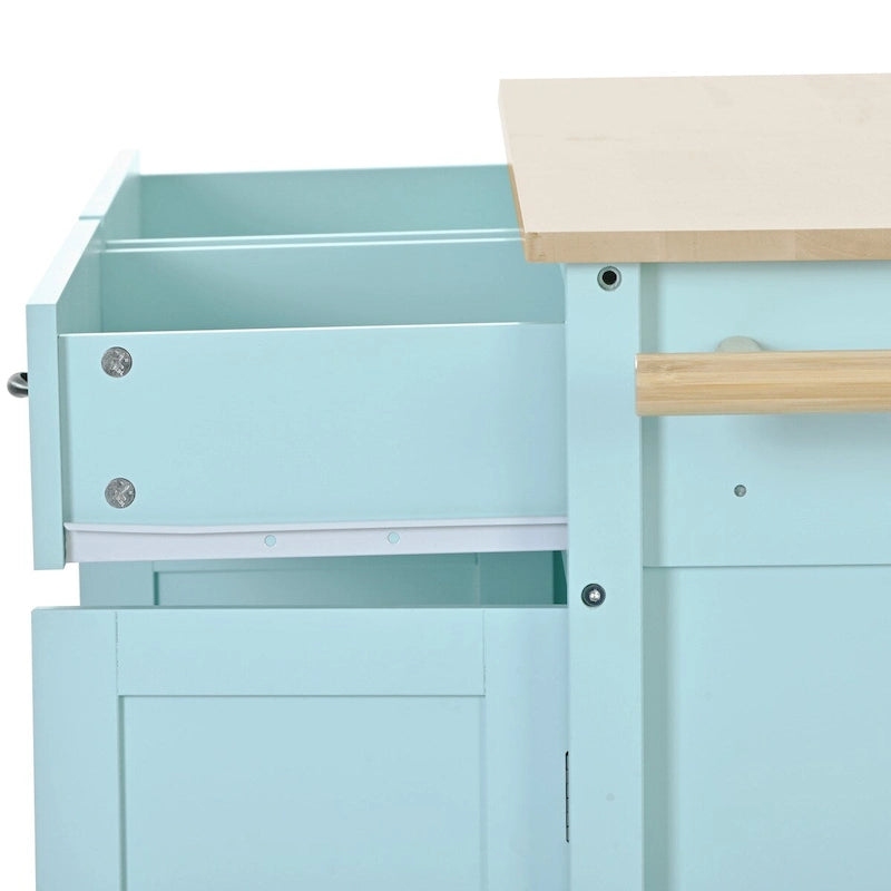 Kitchen Island Cart With Solid Wood Top and Locking Wheels