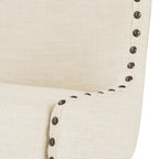 LUE BONA 26 in. Mid-Century Modern Wood Frame Swivel Bar Stools with Faux Leather and Linen Upholstered SeatSet of 4