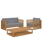Set da esterno Carlsbad 3 pezzi in legno di teak per patio