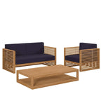 Set da esterno Carlsbad 3 pezzi in legno di teak per patio